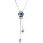 HSQYJ Crystal Flower Pendant Necklace Pretty Pearl Adjustable Long Sweater Necklace Fashion Jewelry for Women Girls