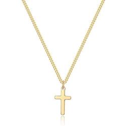 Joxevyia Cross Necklace for Boy 14K Gold Filled Stainless Steel Small Cross Pendant with Cuban Chain Necklace Simple Faith Jewelry for Men Women Girls 16-24 Inches