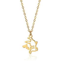 Hollow Mini Pikachu Pendant Necklace Cartoon Pokemon Short Version Plated 18k-gold