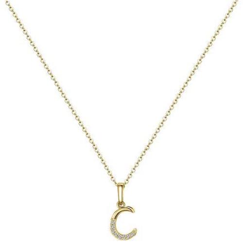 Hidepoo Initial Necklace for Women – 14k Gold Filled Dainty Cubic Zirconia Monogram Letter Pendant Necklace Tiny Cursive Uppercase 26 Alphabet Initial Necklace Charm Jewelry Gifts for Girls Bridesmaid