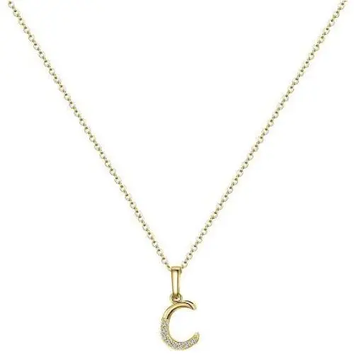 Hidepoo Initial Necklace for Women – 14k Gold Filled Dainty Cubic Zirconia Monogram Letter Pendant Necklace Tiny Cursive Uppercase 26 Alphabet Initial Necklace Charm Jewelry Gifts for Girls Bridesmaid