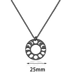 KUIYAI Round Lunar Phases of The Moon Pendant Necklace Lunar Black Necklace Moon Phases Pendant Necklace Triple Goddess Jewelry for Men Women