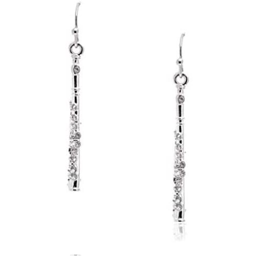 Spinningdaisy Dangling Rhinestone Flute Earrings