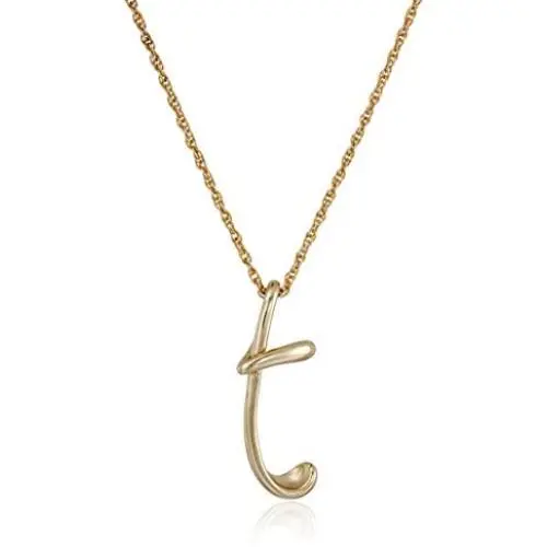 14k Gold Over Sterling Silver ''T'' Cursive Initial Pendant Necklace, 18''