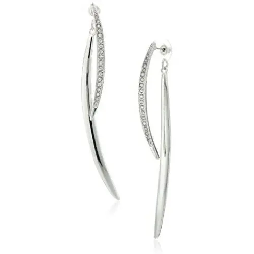 GUESS ''Basic'' Curved Stick Front/Back Linear Drop Earrings