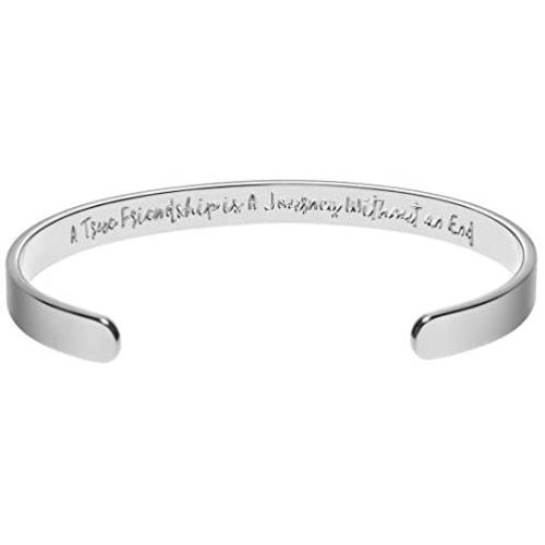 Mucers Engraved Inspirational Bracelets for Women, Inspiring Mindfulness Messages for Girls, Sliver,Gold and Rose Gold Bangle Cuff Jewelry for Mom, Daughter, and Best Friends