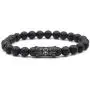 SEVENSTONE 2PCS Black Matte Onyx Prayer Beads Bracelet for Men Women Elastic Natural Stone SEVENSTONE 2PCS Black Matte Onyx Prayer Beads Bracelet for Men Women Elastic Natural Stone