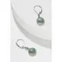 .925 Sterling Silver Genuine Green Jade Bezel Set Round Leverback 1-1/8'' Drop Earrings