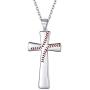 Nofade Silver Men Women 925 Sterling Silver Baseball Cross Pendant Necklace with 18 Inches Sterling Silver Chain, Customizable (with Gift Box)