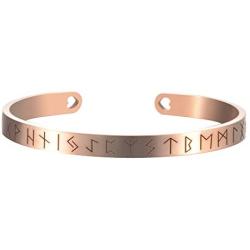 Runes Bracelet Cuff Bangle Stainless Steel Norse Viking Vintage Engraved Amulet Jewelry Gifts for Men Women