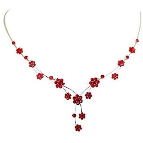 Faship Gorgeous Rhinestone Crystal Floral Necklace Earrings Set