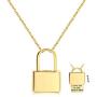 18K Gold Plated Dainty Inspirational Engraved Necklace Lock Necklace Pendant Handmade Gold Choker Hidden Messages Letter Necklace for Women