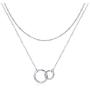 Fettero Layered Necklace Double Circle Generations Interlocking Infinity Hammered Pendant Dainty 14K Plated Minimalist Simple for Mother Daughter Sister Granddaughter Grandson Jewelry Gift