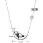 925 Sterling Silver Cute Animal Moon Pendant Necklace for Women Birthday Jewelry Gifts