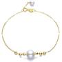 Freshwater Cultured White Pearl Bracelet 18K Yellow Gold Adjustable Link Chain 8-8.5mm Pearl Bracelet Wrist Jewelry Gifts for Women Girls