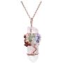 Crystal Necklace Natural Clear Crystal Amethyst Rose Quartz Pendant Tree of Life Necklace Wire Wrapped Healing Crystal Wand Pendant Jewelry Necklaces for Yoga Meditation Good Energy Gift for Women