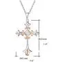 FANCIME White Gold Rose Gold Plated 925 Sterling Silver Embossed Infinity Cross Crucifix Delicate Pendant Necklace Dainty Pendant with Round CZ Fine Jewelry for Women Girls,16+2'', 18”