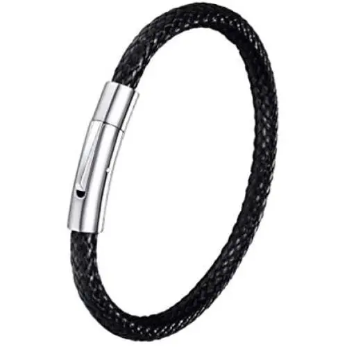 FaithHeart Personalized Mens ID Bracelets, Braided Leather Cord Wristband, Customized Beads Identification Bracelet Length 18-22CM with Delicate Packaging FaithHeart Personalized Mens ID Bracelets, Braided Leather Cord Wristband, Customized Beads Identification Bracelet Length 18-22CM with Delicate Packaging