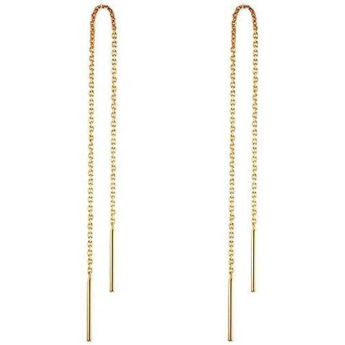 A Pair 925 Sterling Silver Tassel Threader Drop Earrings Long Chain Ear Line