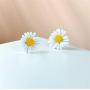 5 Pairs Small Daisy Flowers Earrings Female Shiny Simple Elegant Stud Earring Sweet Candy Petal Earrings for Woman Girls Summer Jewelry