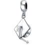 Personalized Graduate Graduation Trencher Cap Engravable Dangle Bead Charm .925 Sterling Silver Fits European Bracelet