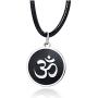 Mens Buddha Namaste Ohm Om Aum Sanskrit Symbol Medallion Pendant Necklace,Hindu Amulet Yoga Jewelry