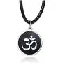 Mens Buddha Namaste Ohm Om Aum Sanskrit Symbol Medallion Pendant Necklace,Hindu Amulet Yoga Jewelry