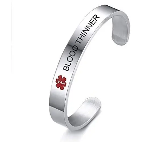 XUANPAI Personalized Stainless Steel Medical Alert Bracelet Cuff Bangle for Women Men,7.7-8 Inches XUANPAI Personalized Stainless Steel Medical Alert Bracelet Cuff Bangle for Women Men,7.7-8 Inches