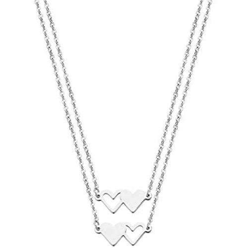 Caiyao 2-3Pcs Stainless Steel Polished Love Heart BFF Sister Pendant Necklace Peacah Heart Long Distance Best Friends Matching Necklace for Teen Girls Women Friendship Jewelry Graduation Gift