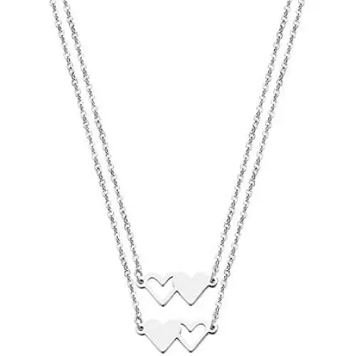 Caiyao 2-3Pcs Stainless Steel Polished Love Heart BFF Sister Pendant Necklace Peacah Heart Long Distance Best Friends Matching Necklace for Teen Girls Women Friendship Jewelry Graduation Gift