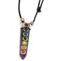 Mia Jewel Shop Rainbow Chakra Beaded Hexagonal Healing Gemstone Crystal Point Pendant Adjustable Necklace