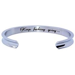 Raysunfook Inspirational Bracelet Mantra Quote Keep Going Cuff Bangle Motivational Encouragement Jewelry for Women