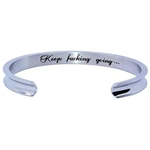 Raysunfook Inspirational Bracelet Mantra Quote Keep Going Cuff Bangle Motivational Encouragement Jewelry for Women Raysunfook Inspirational Bracelet Mantra Quote Keep Going Cuff Bangle Motivational Encouragement Jewelry for Women