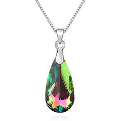 TENGYUE Pear Crystal Necklaces for Women-Teardrop Pendant Necklace Jewelry-Silver Necklace Gifts for Mom/Birthday/Wife,16''+2''