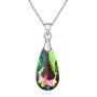TENGYUE Pear Crystal Necklaces for Women-Teardrop Pendant Necklace Jewelry-Silver Necklace Gifts for Mom/Birthday/Wife,16''+2''