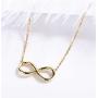 Carleen 14K Solid Real Gold Well Crafted Small Cute Infinity Pendant Necklace Dainty Simple Fine Jewelry Gifts for Women Girls Teens with 16+2 Solid Gold Chain，19x8mm