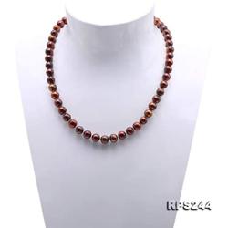 JYX Pearl Necklace Set Coffee Freshwater Pearl Necklace and Bracelet Set 8-9mm Flat Round