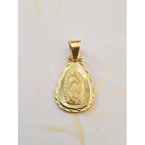 MXArtsCrafts 14K Gold Guadalupe Medal, Gold Pendant Virgen de Guadalupe, Virgin Mary Medal, Religious Jewelry, Medal Virgen de Guadalupe