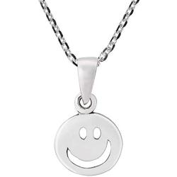 AeraVida Fun and Happy Smiley Face .925 Sterling Silver Pendant Necklace