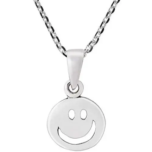 AeraVida Fun and Happy Smiley Face .925 Sterling Silver Pendant Necklace AeraVida Fun and Happy Smiley Face .925 Sterling Silver Pendant Necklace