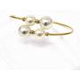 Lura Pearl Bangle: 24K Gold Plated Stainless Steel Shell Pearl Bangle Bracelet