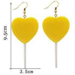 Mountainer Cute Heart Lollipop Candy Color Simulation Food Dangle Earring for Women Girl Funny Jewelry