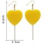 Mountainer Cute Heart Lollipop Candy Color Simulation Food Dangle Earring for Women Girl Funny Jewelry