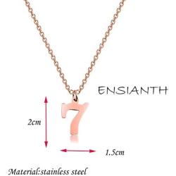 ENSIANTH Lucky Number Necklace Stainless Steel Pendant Necklace Birthday Gift Rose Gold Necklace Number 0-9