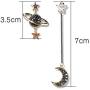 Asymmetrical Planet Moon Dangle Earring Bohemian Black Crystal Design Drop Dangling Earrings for Women Girl Fashion Jewelry