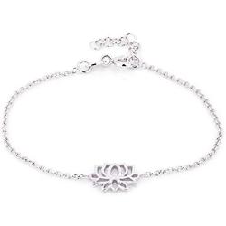 Vanbelle Sterling Silver Jewelry Lotus Charm Bracelet with Rhodium Plating for Women and Girls