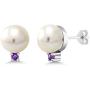 Gem Stone King 925 Sterling Silver Pink Cultured Freshwater Pearls and Purple Amethyst Women Earrings