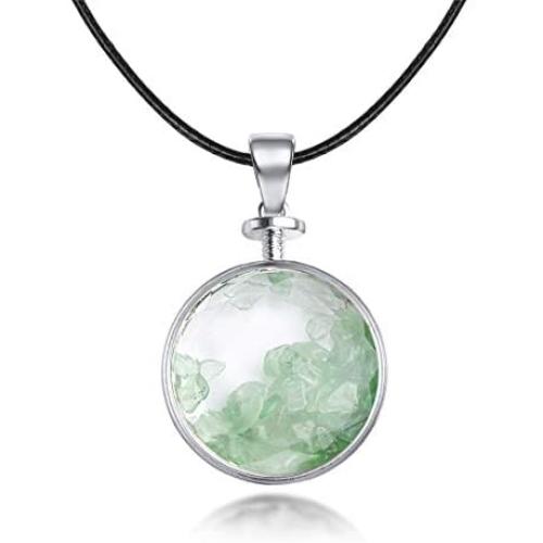 Wishing Bottle Pendant Necklace Chakra Stone Reiki Wicca Stones Womens Chakra Balance Healing Stone,Energy Pendant Jewelry with Stainless Steel Chain Gift Box