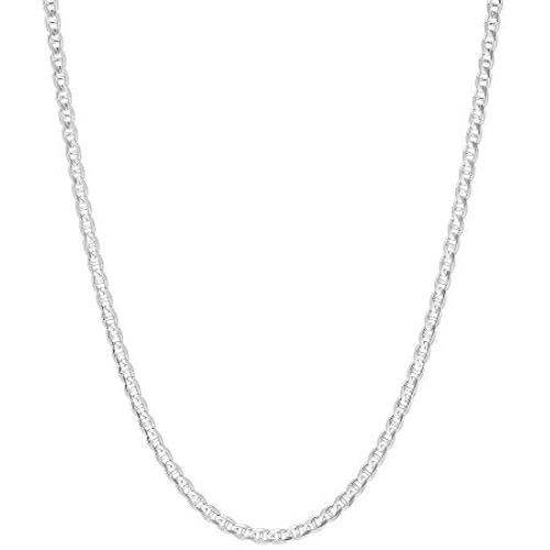 3mm .925 Sterling Silver Flat Mariner Link Anchor Chain Necklace