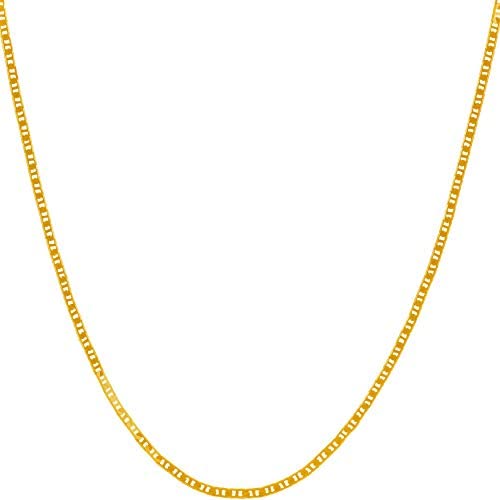 Lifetime Jewelry 1.5mm Flat Mariner Necklace for Women and Men 24k Gold Plated